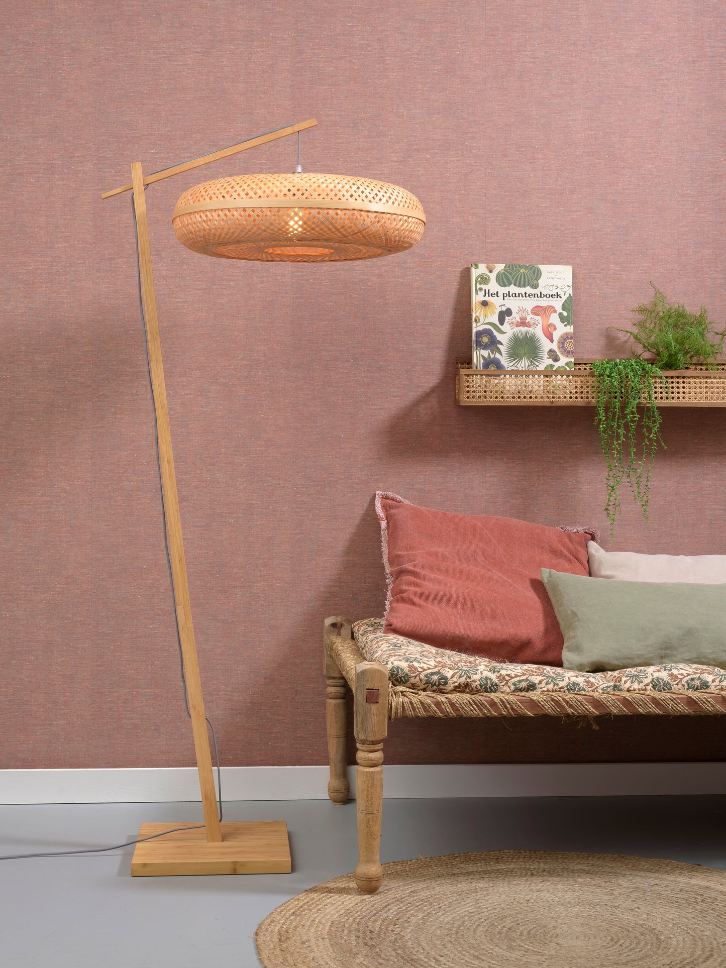 Good&Mojo Stehleuchte Palawan Bambus natur H.176cm/Schirm 60x15cm natur