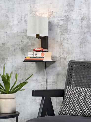 Good&Mojo Wandlamp Andes bamboe zw. plank/kap 18x15cm ecolin. licht