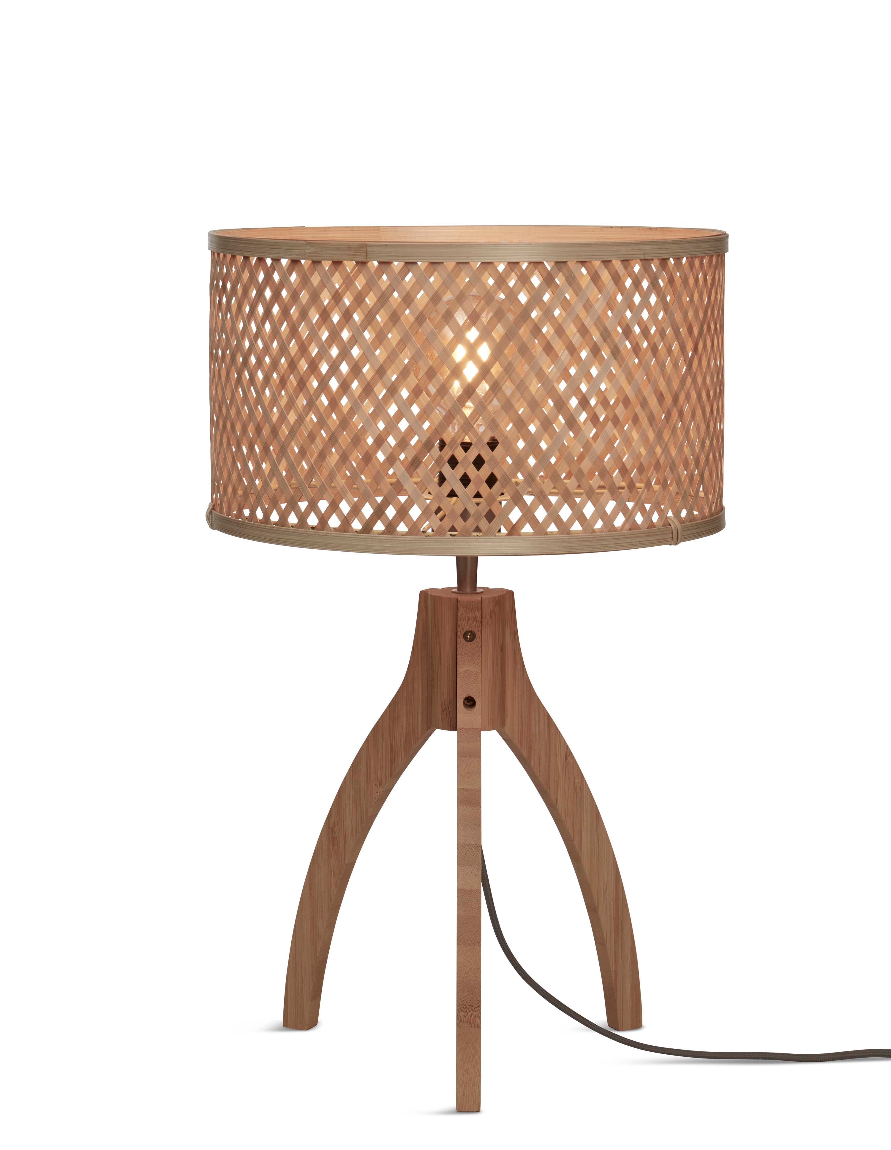 Good&Mojo Tischleuchte Java 3-Bein Bambus nat. H.43cm/Haube Durchmesser 32xH.18cm. nass.