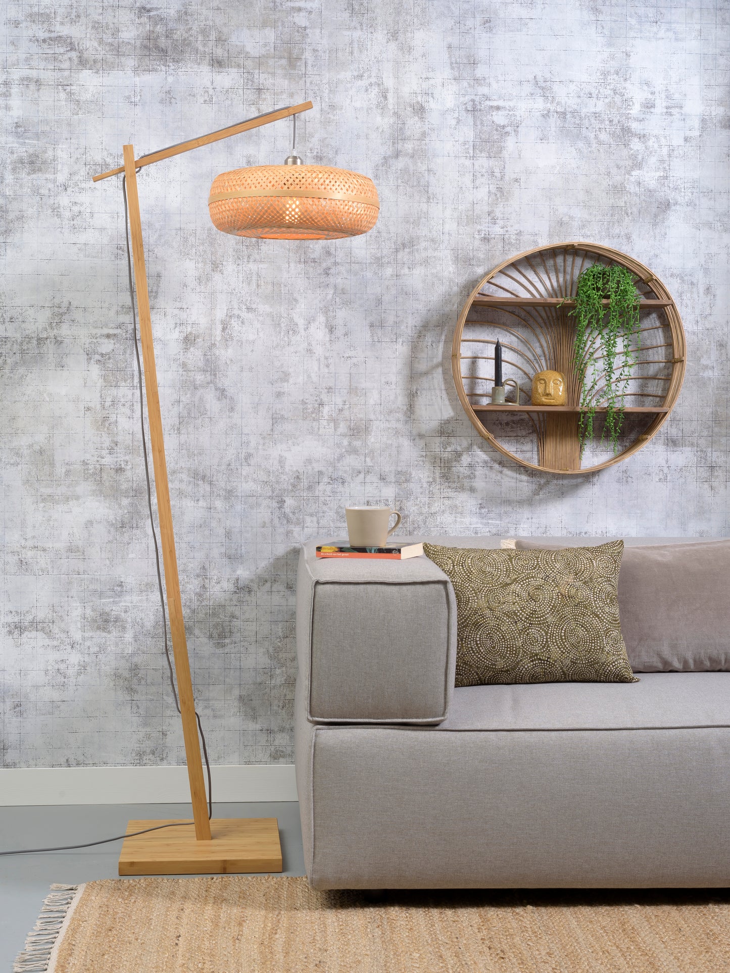 Good&Mojo Stehleuchte Palawan Bambus nat. H.176cm/Haube 40x15cm natur