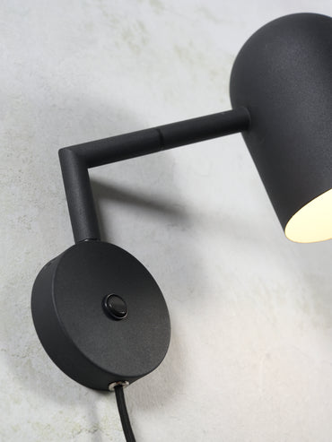 It's About Romi Wandleuchte Eisen Marseille H.26,5cm/Schirm rund H.17x12cm, schwarz