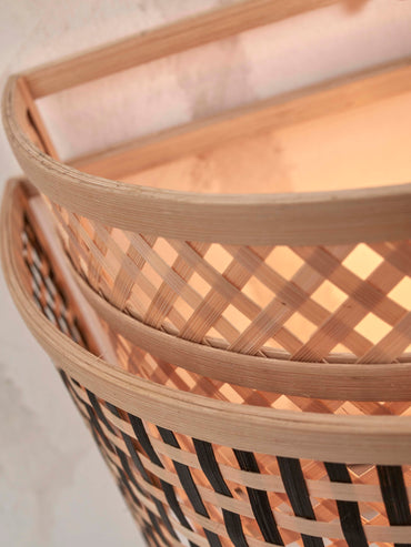 Good&Mojo Wandleuchte Bhutan Bambus/halbrund 24xH.21cm schwarz/natur. S