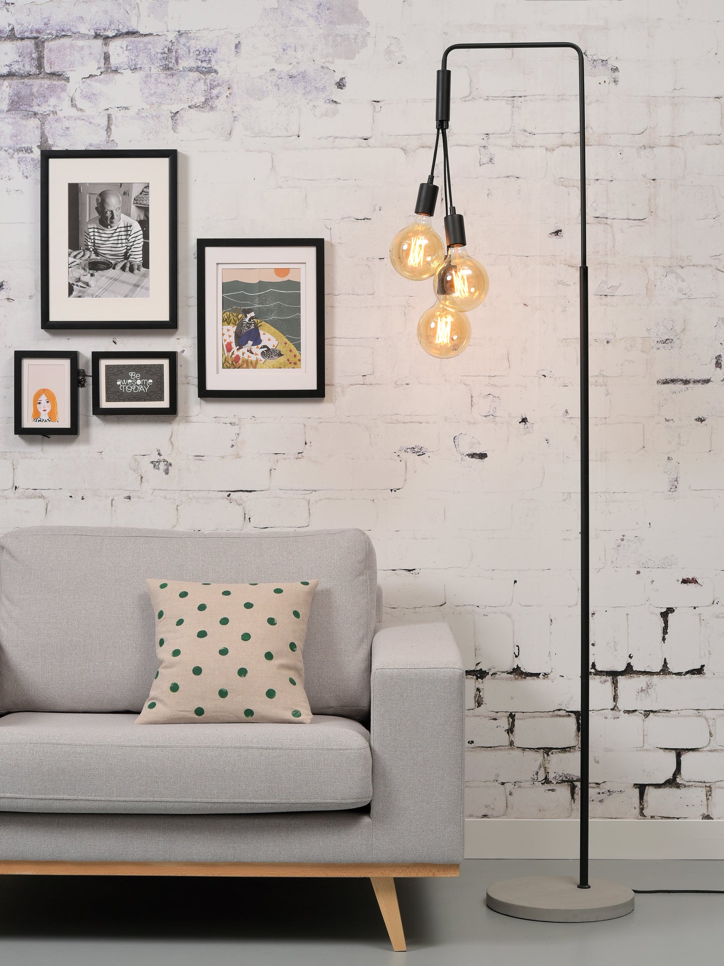 It's About Romi Stehleuchte Eisen/Zement Oslo H.190xB.48cm für 3 Lampen, schwarz