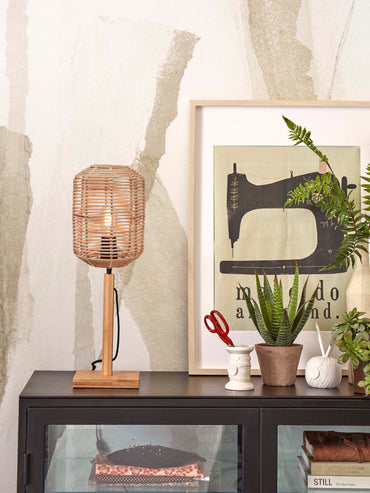 Good&Mojo Tischleuchte Tanami Bambus nat. H.45cm/Rohrdurchmesser 18xH.25cm Rattan. nass.