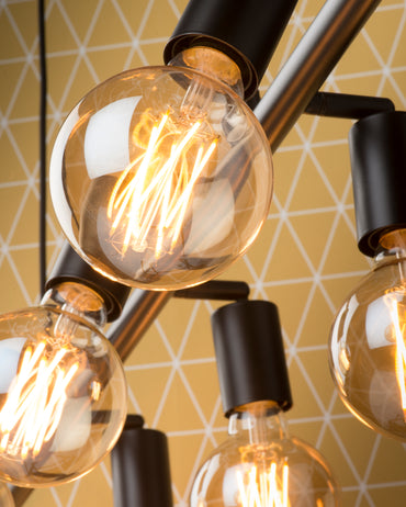 It's About Romi Hängeleuchte Eisen Miami 8-armig L.105xB.28cm verstellbar, schwarz