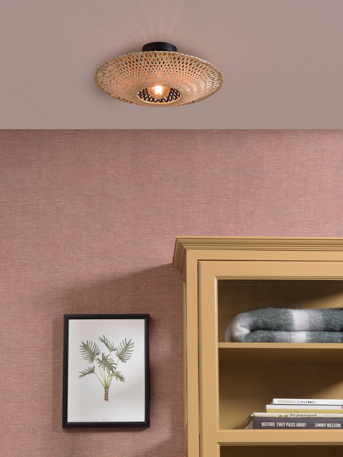 Good&Mojo Ceiling lamp Kalimantan dia.44x12cm black/natural, S