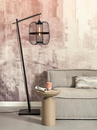 Hokkaido L bamboo floor lamp, black, height 176cm/shade height 38x25cm.