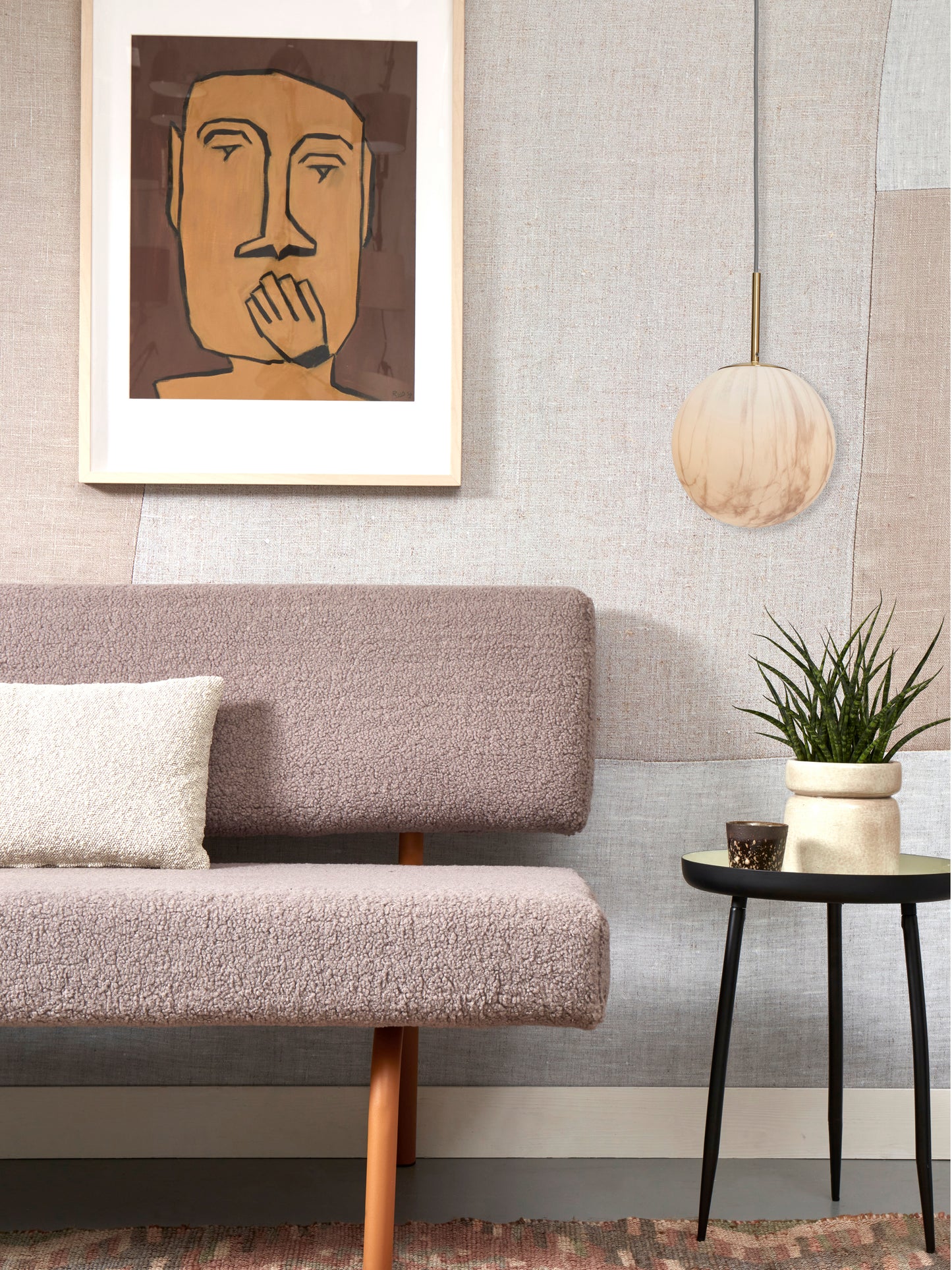 It's About Romi Hanglamp glas/ijzer Carrara bol dia. 22x35cm wit marmerprint/goud, M