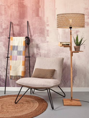 Good&Mojo Vloerlamp Java plank bamboe nat. h.158cm/kap dia.50xh.22cm. nat.