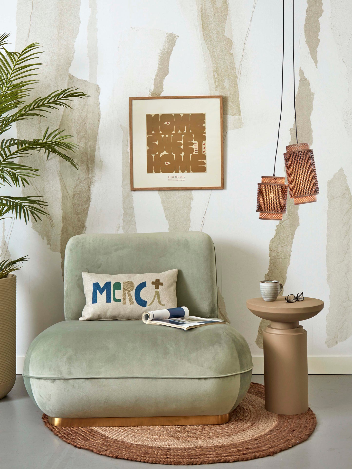 Good&Mojo Hängelampe Bhutan Bambus/2-Kappen Mix H.25+35cm schwarz/natur