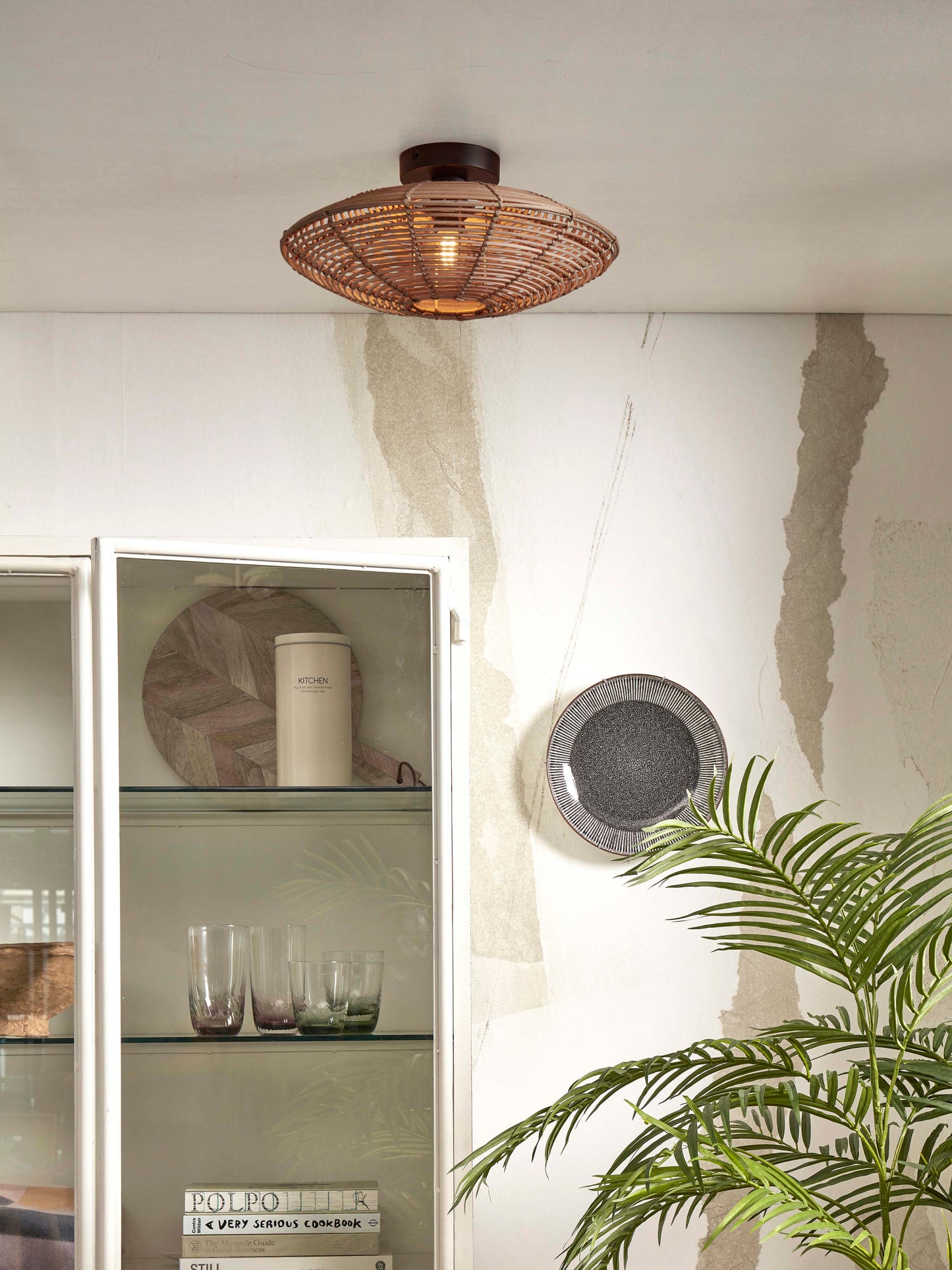 Good&Mojo Ceiling lamp Tanami rattan disc diameter 40xh 10cm natural. S