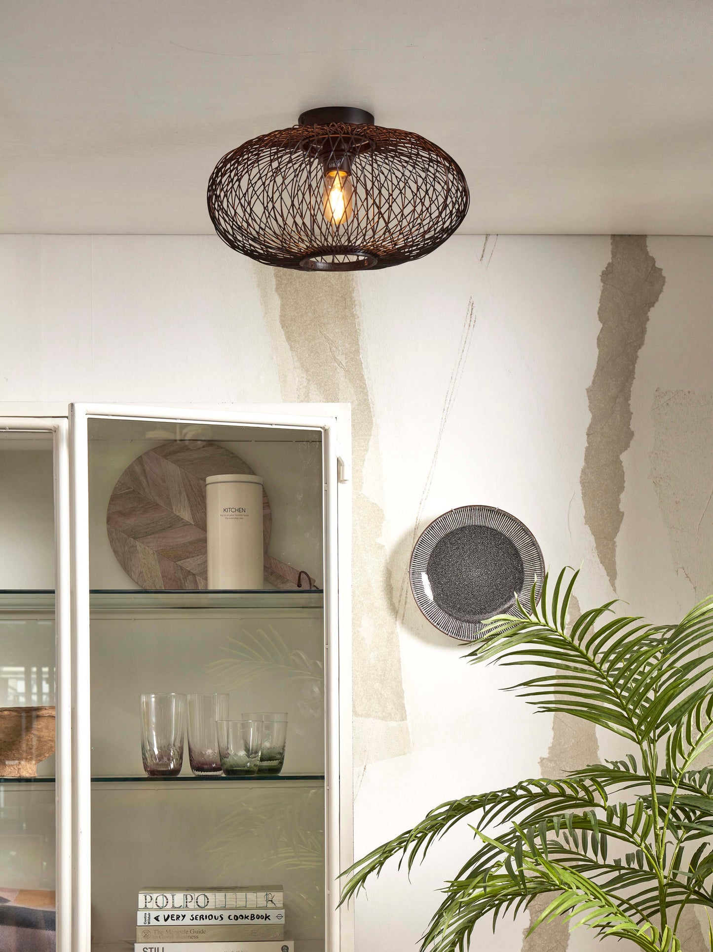 Cango ceiling lamp, bamboo ellipse, small, black.