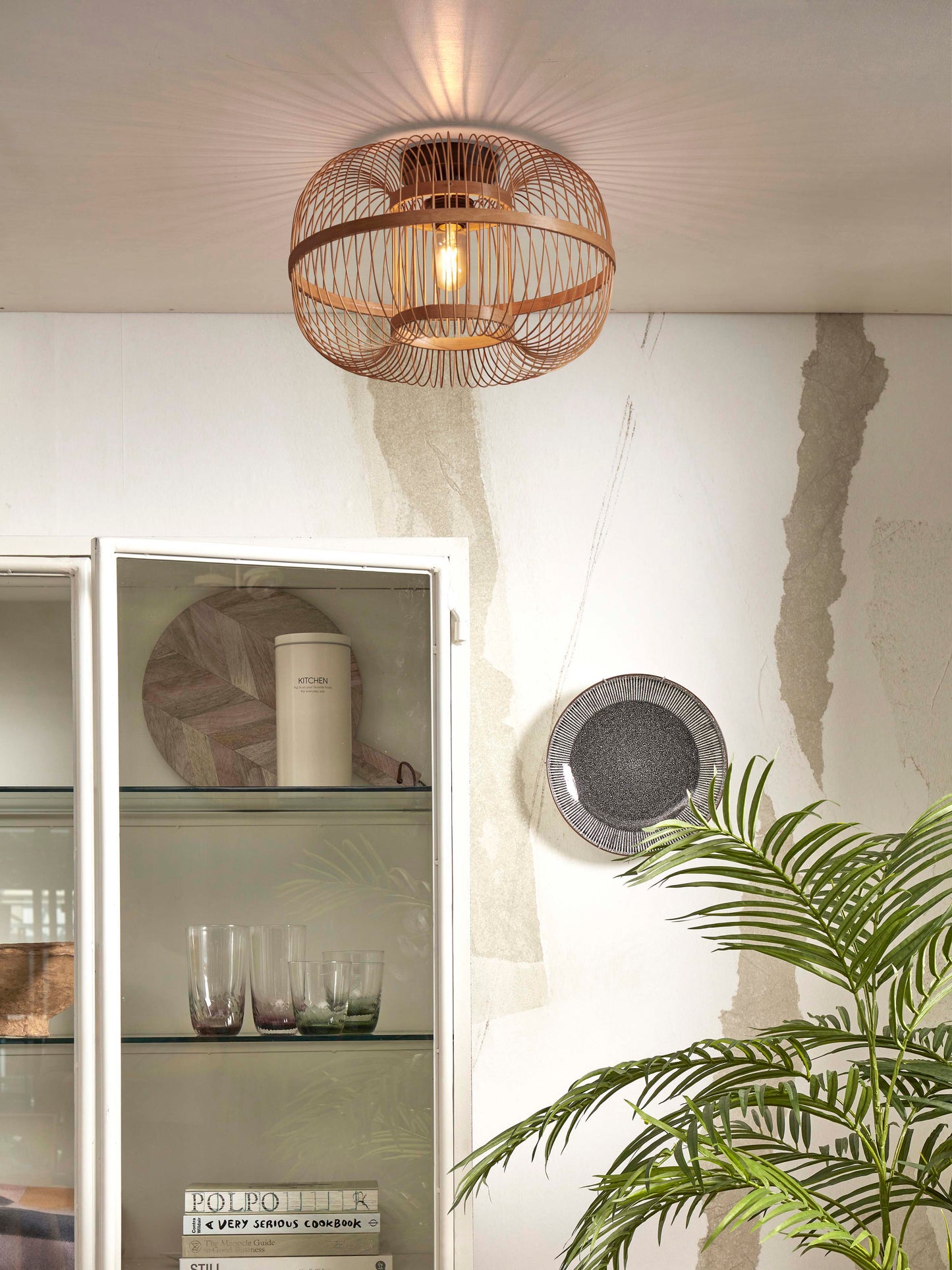 Hokkaido bamboo ceiling lamp, 28 x 38 cm, natural