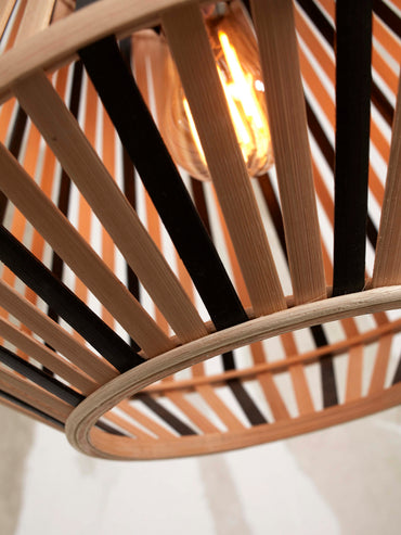 Good&Mojo Stehleuchte Merapi S Bambus nat. h.150cm/Schirm Raute 30x30cm schwarz/nat.