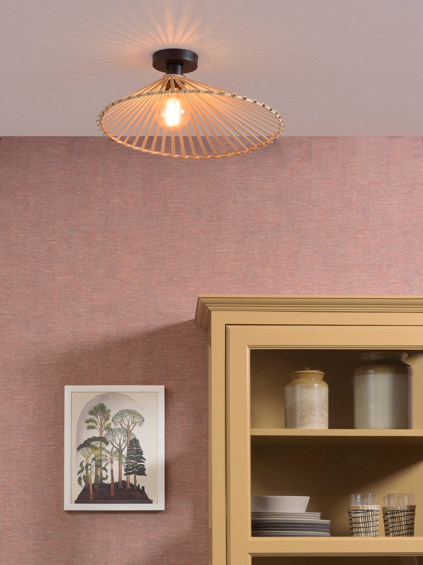 Good&Mojo Ceiling Lamp Bromo bamboo asymmetrical. dia.50x12cm natural, M