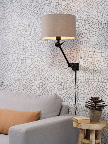 It's About Romi Wandlamp Amsterdam h.30cm/kap 32x20cm d. linnen, S