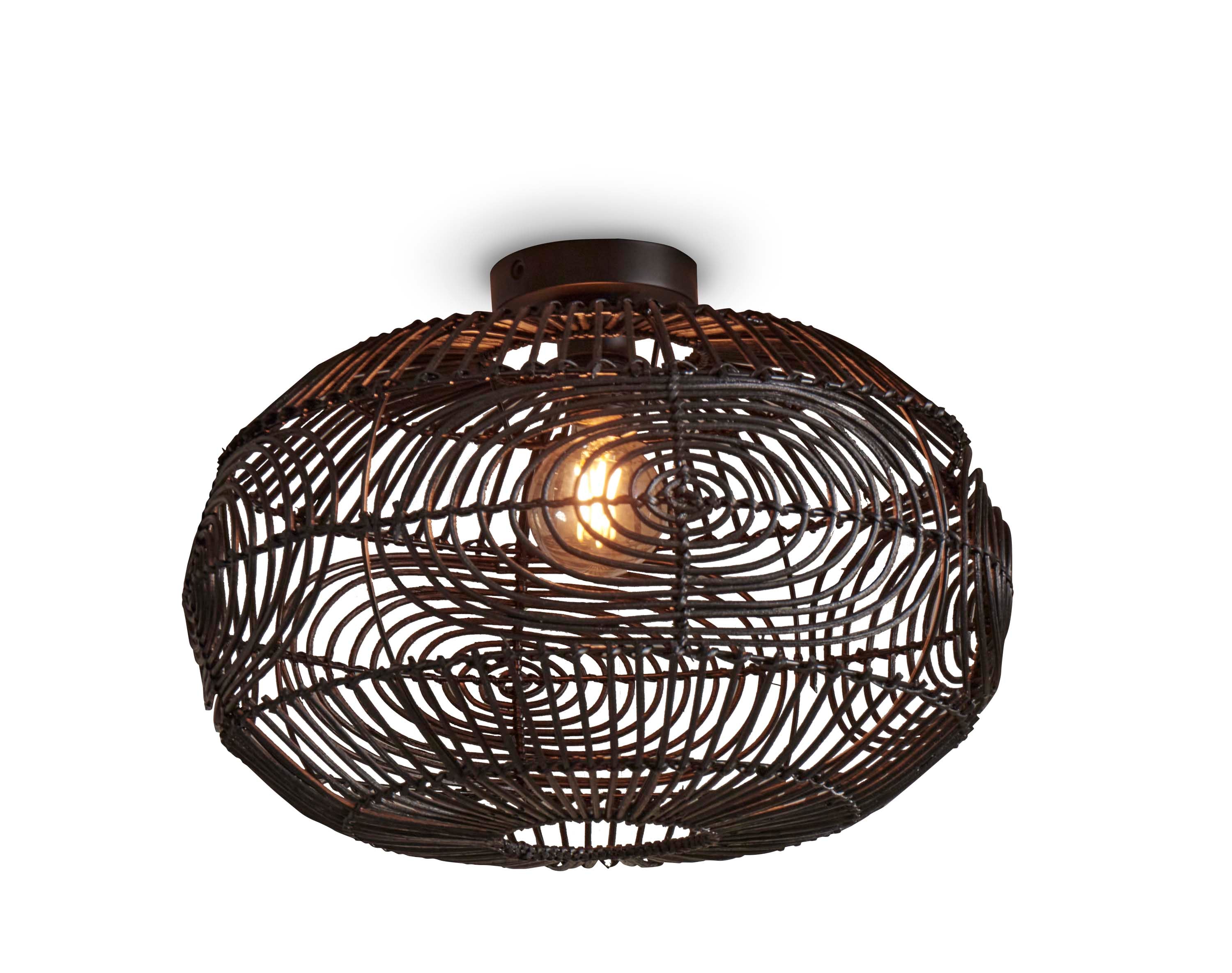 Good&Mojo Ceiling Lamp Madeira rattan/oval dia.48xh.30cm. black