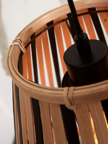 Good&Mojo Hängelampe Merapi Bambus/konisch 30xh.30cm schwarz/natur. S