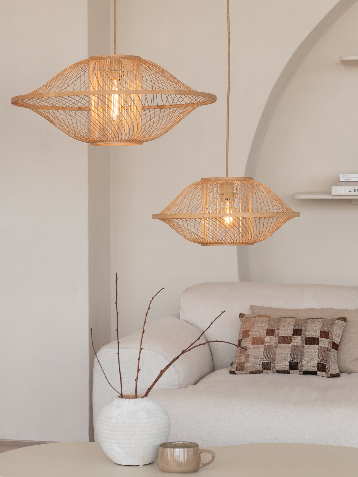 Good&Mojo Hängeleuchte Maui Bambus/Schirm natur, S