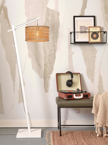 Good&Mojo Stehleuchte Java S Bambus weiß H.150cm/Schirm Dm.32xH.18cm. nass.