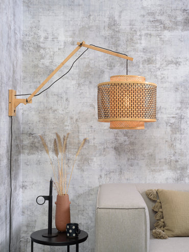 Good&Mojo Wandleuchte Bhutan natur/Schirm Ø40x34cm schwarz/nass. L