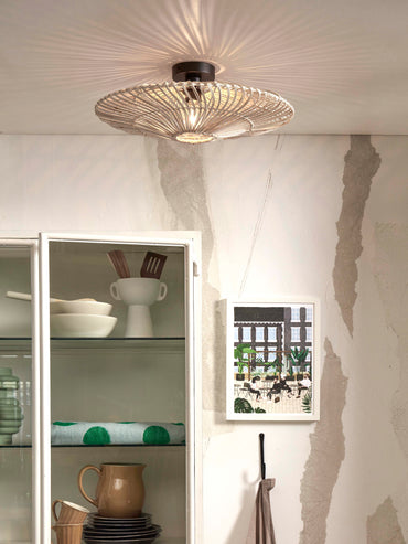 Good&Mojo Plafonniere Zanzibar L rattan/flat dia.55xh.14cm. white