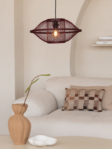 Good&Mojo Hängeleuchte Maui Bambus/Schirm burgund, S