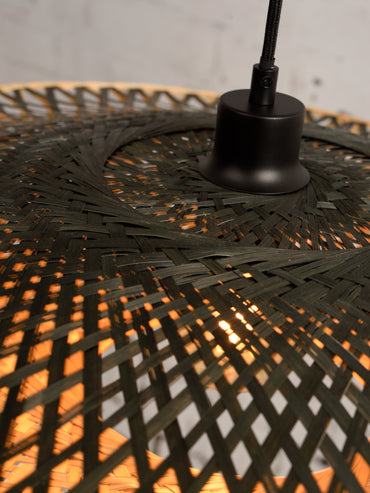 Good&Mojo Hängelampe Kalimantan Bambus flach Dm.60xH.15cm, M