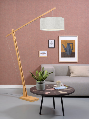 Good&Mojo Stehleuchte Montblanc Bambus H.207/Schirm 47x23cm Öko-Leinen, hell