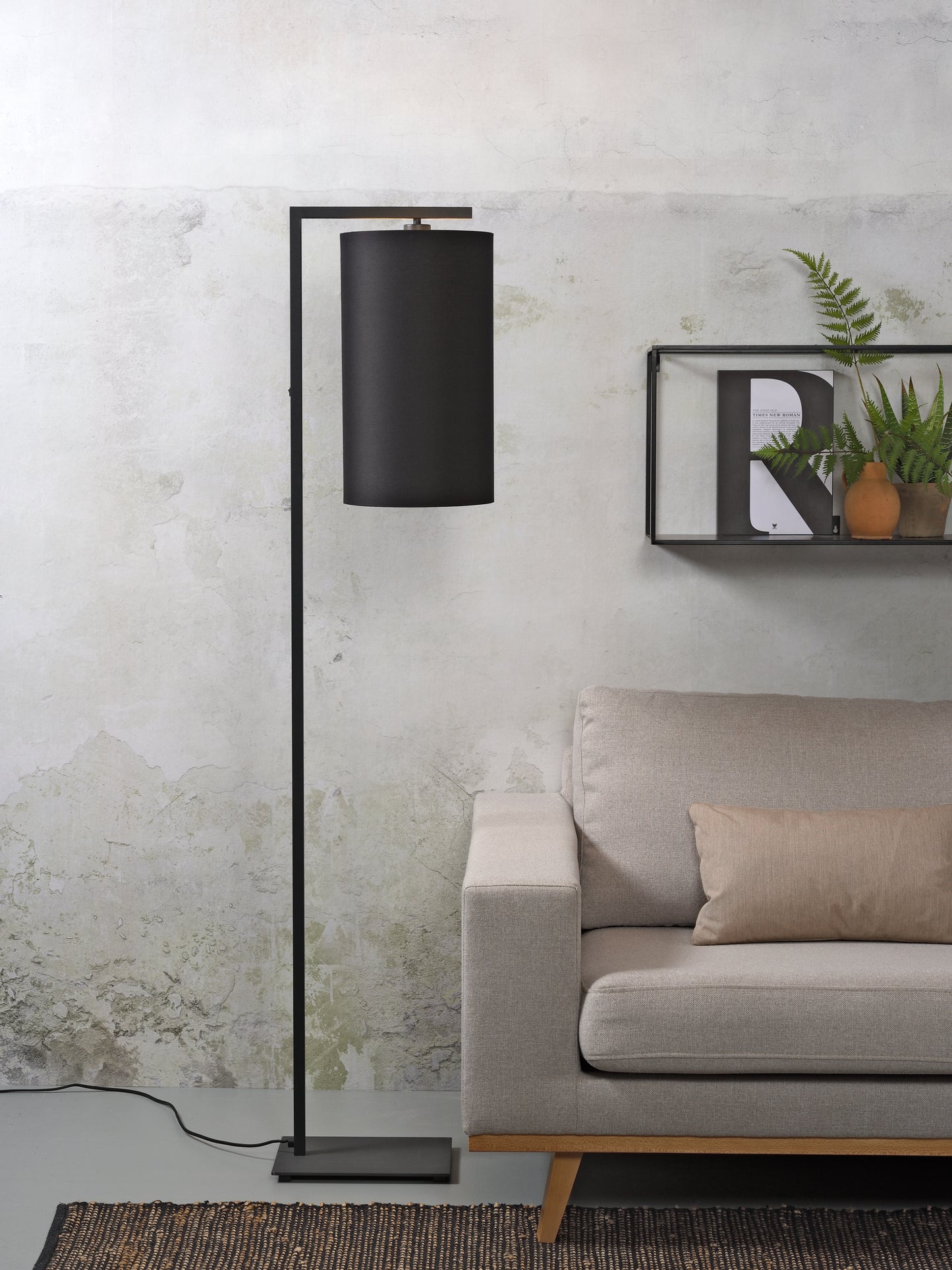 It's About Romi Floor lamp iron/black Boston h.160cm/shade 25x45cm, black