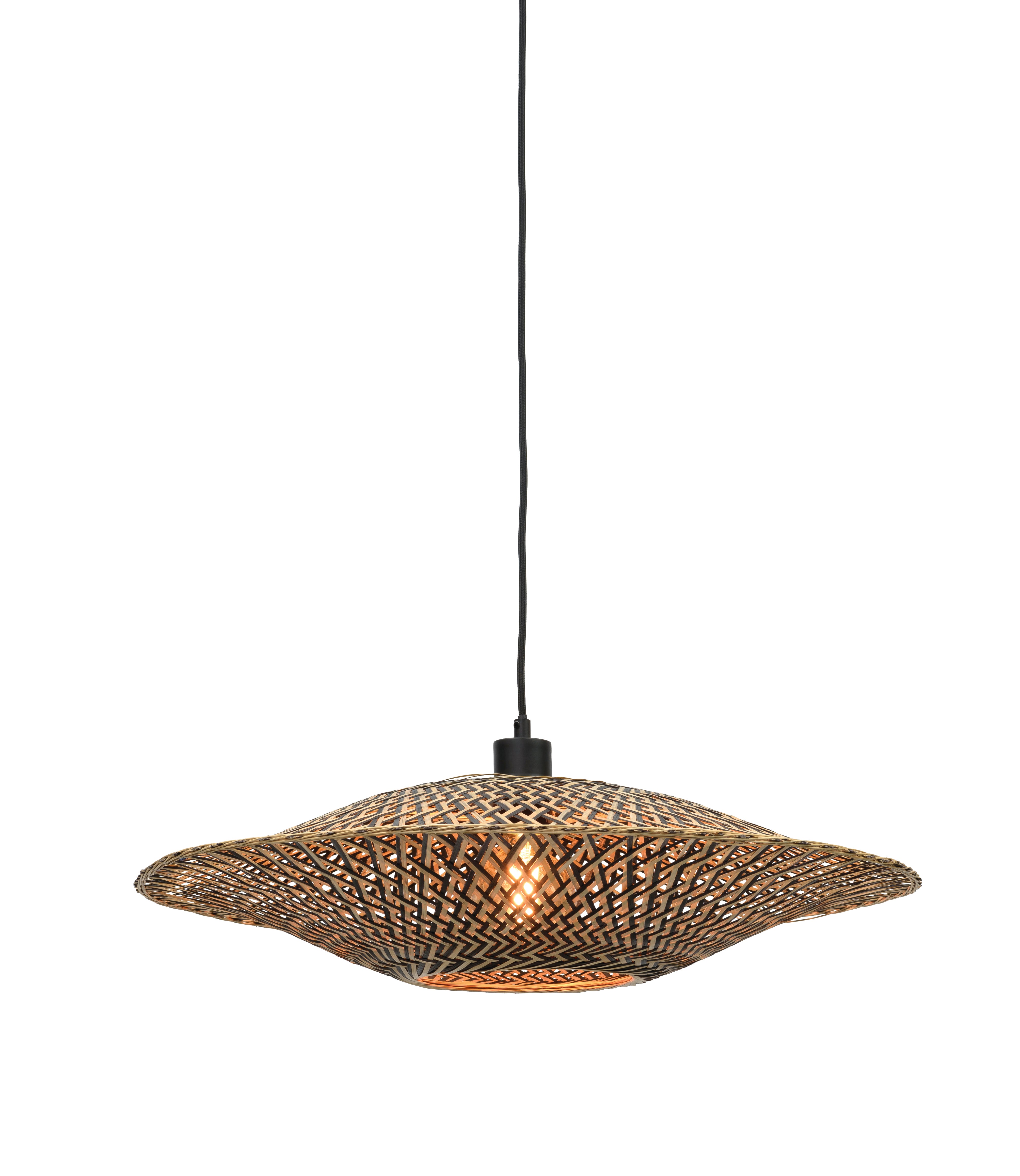Good&Mojo Hängelampe Bali Bambus horiz. 60x15cm schwarz/natur, M