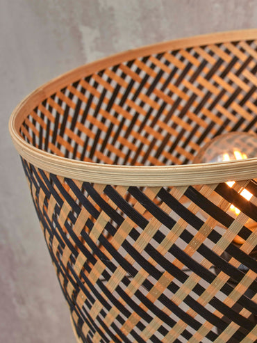 Tischleuchte Java gerade Bambus natur H.38cm/Schirm 32x18cm. s/w.