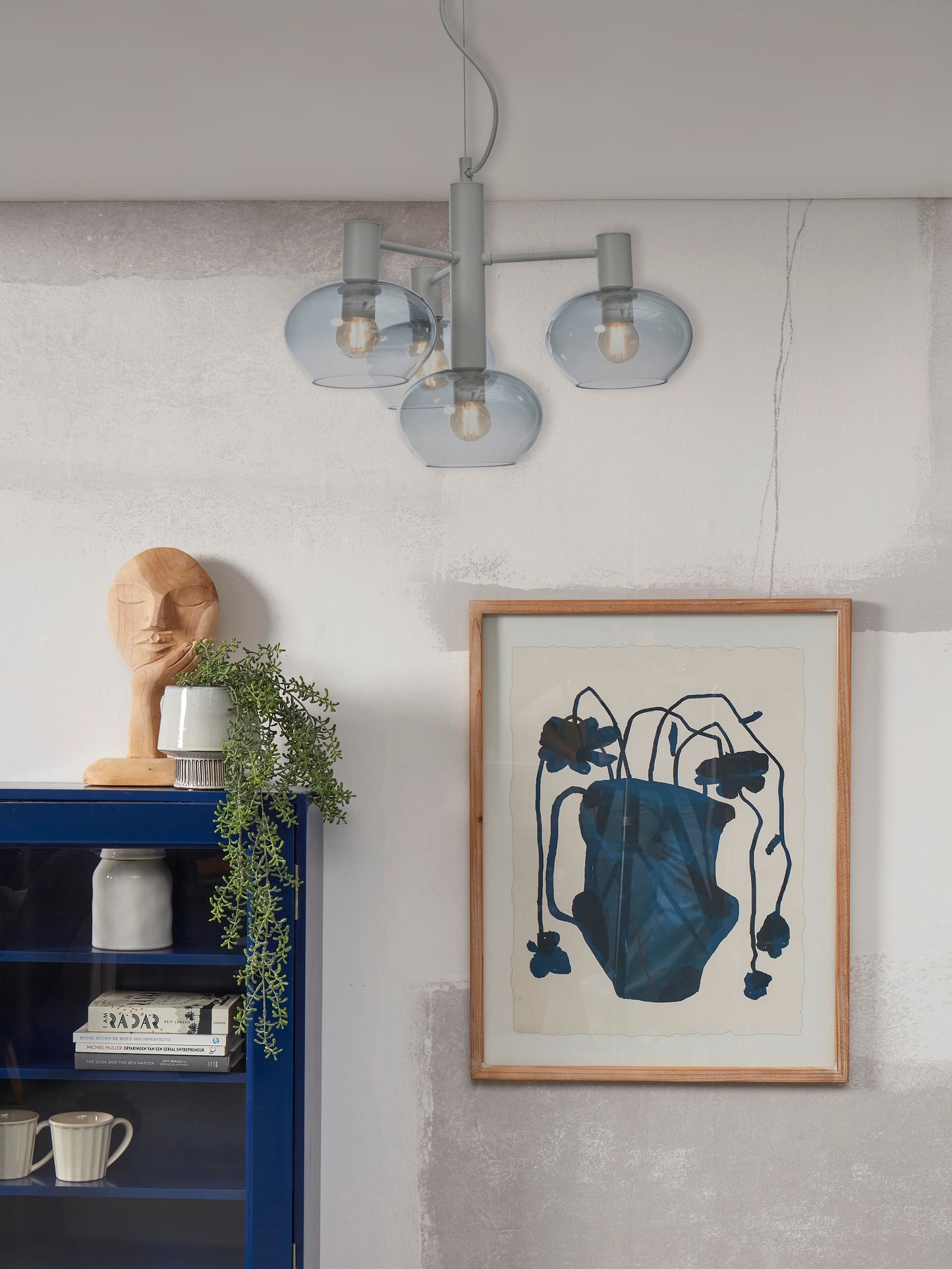 It's About Romi Hängeleuchte Bologna 4-armig, Farbbeleuchtung. hellgrau