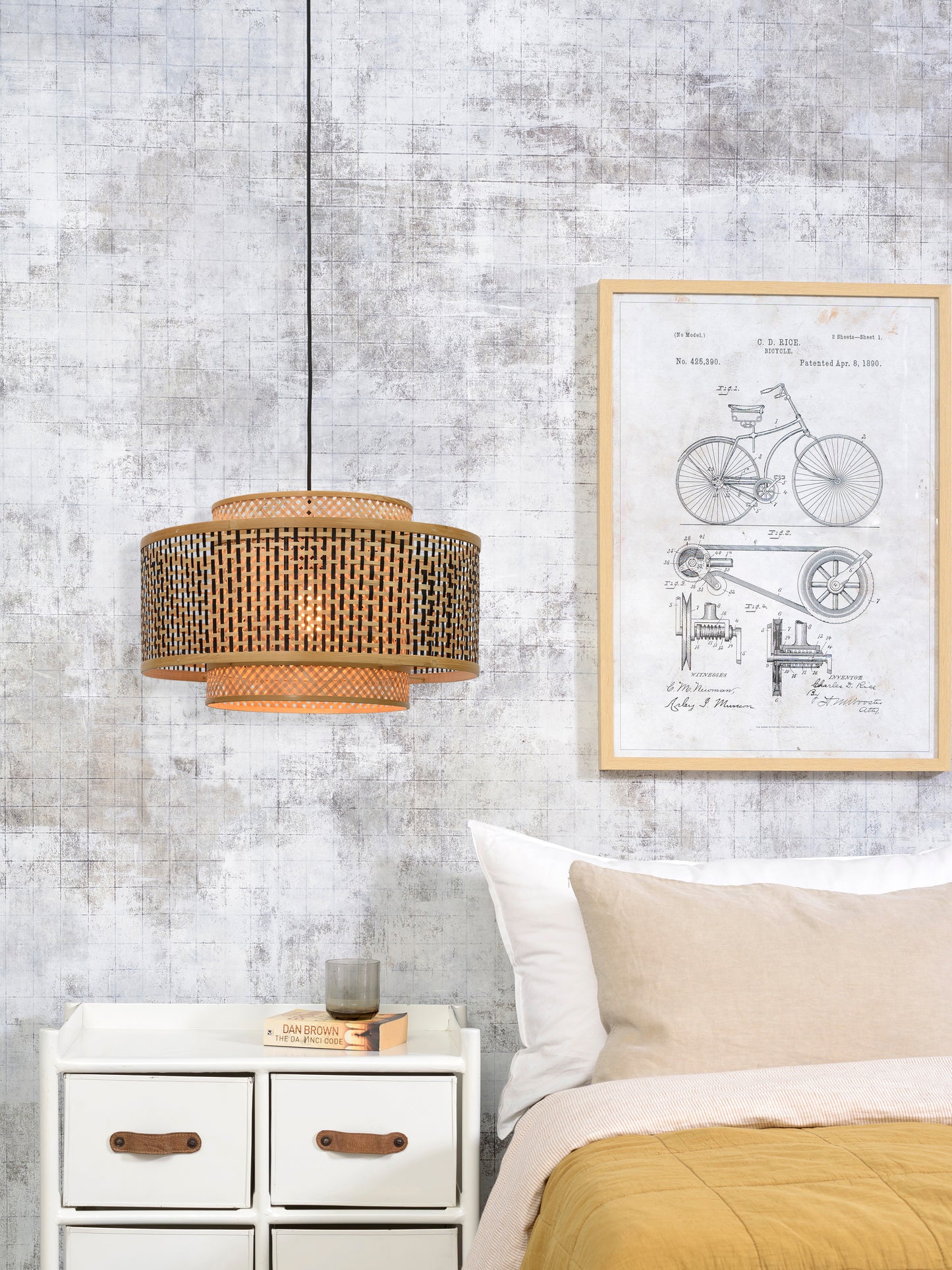 Good&Mojo Hanglamp Bhutan bamboe dia.50x30cm zw./nat. L