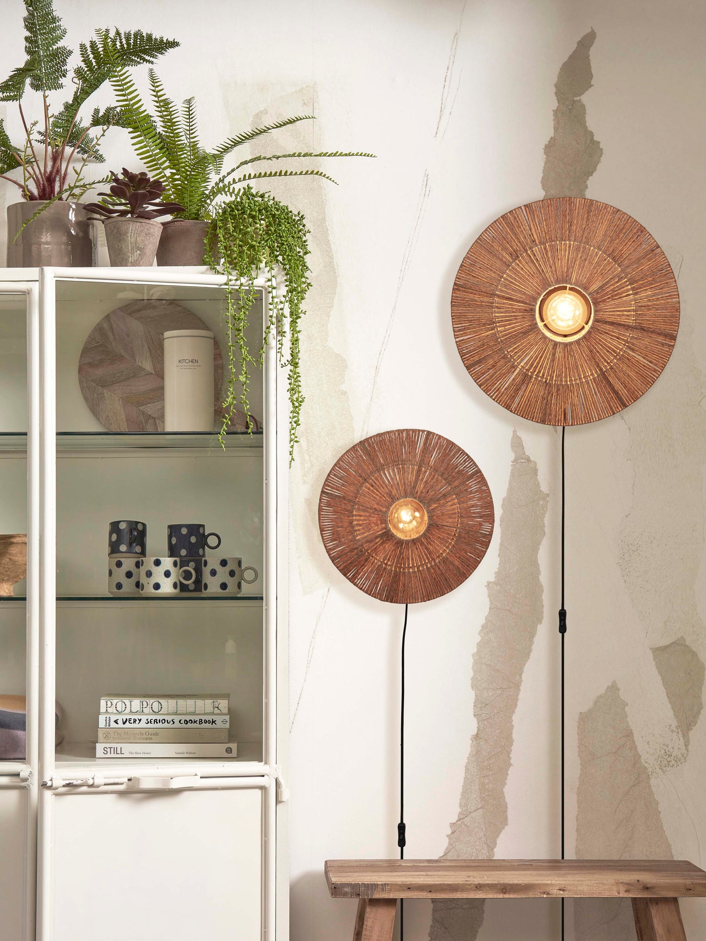 Good&Mojo Wandleuchte Iguazu Jute/Scheibe S Durchm.40xH.12cm. natürlich