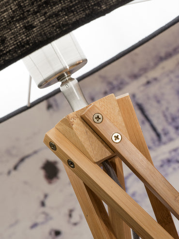 Good&Mojo Stehleuchte Bambus 5-Bein Kilimanjaro H.160cm/Schirm 60x30cm, Öko-Leinen-Leuchte