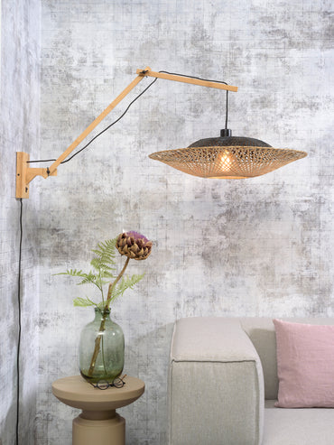 Good&Mojo Wandleuchte Kalimantan nat./Schirm Ø60x15cm s/w./nat. L