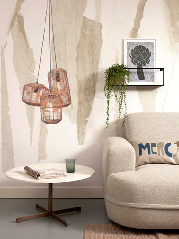 Good&Mojo Hängelampe Tanami Rattan/3-Schirm 18xH.25cm + 18xH.35cm + 25xH.20cm sort. nat.