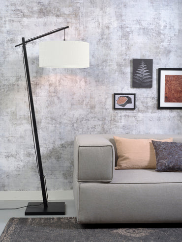 Good&Mojo Vloerlamp Andes bamboe zw. h.176cm/kap 47x23cm ecolin. wit