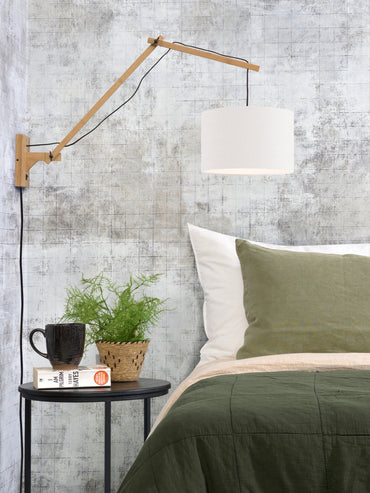 Good&Mojo Wandlamp Andes bamboe nat./kap 33x20cm ecolin. wit, L