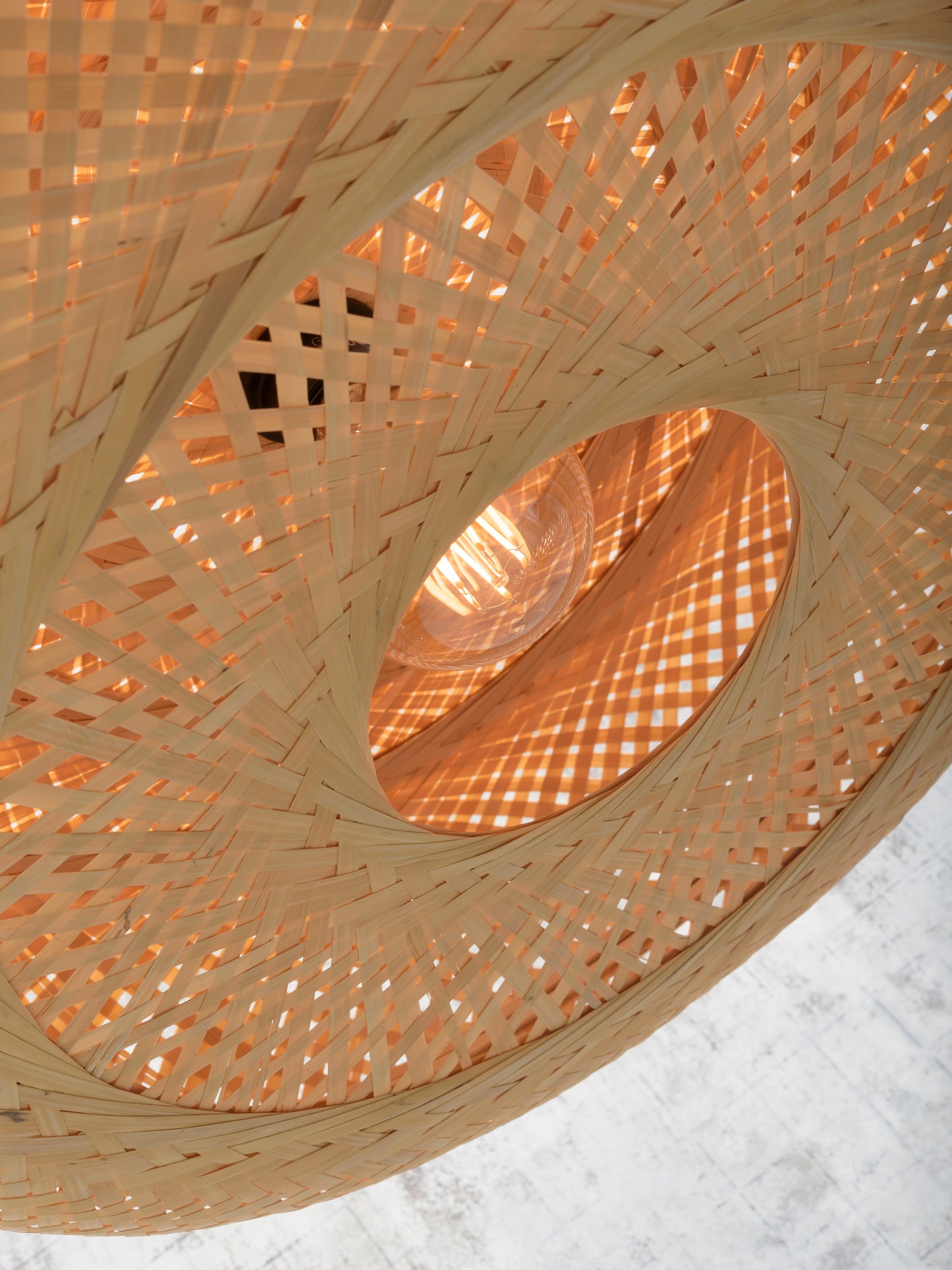 Good&Mojo Stehleuchte Palawan Bambus schwarz H.176cm/Schirm 60x15cm natur