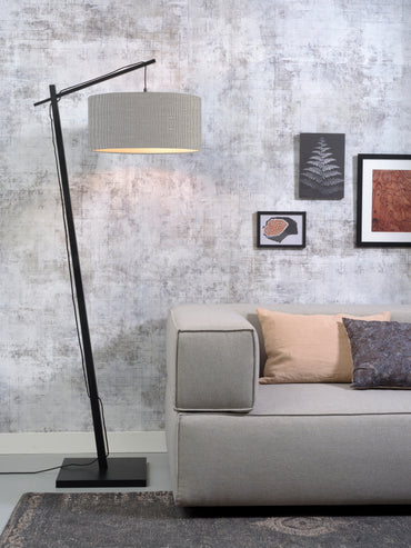 Good&Mojo Vloerlamp Andes bamboe zw. h.176cm/kap 47x23cm ecolin. l.grijs