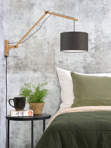 Good&Mojo Wandlamp Andes bamboe nat./kap 33x20cm ecolin. d.grijs, L