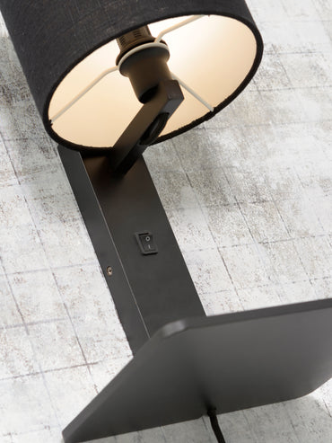 Good&Mojo Wandlamp Andes bamboe zw. plank/kap 18x15cm ecolin. d.grijs