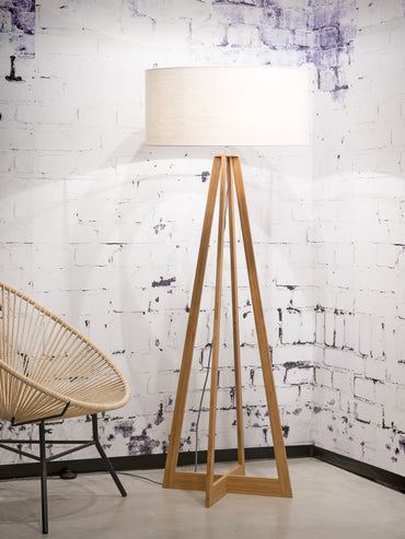 Everest bamboo floor lamp with 4 legs, height 158 cm, shade 60 x 30 cm, linen white
