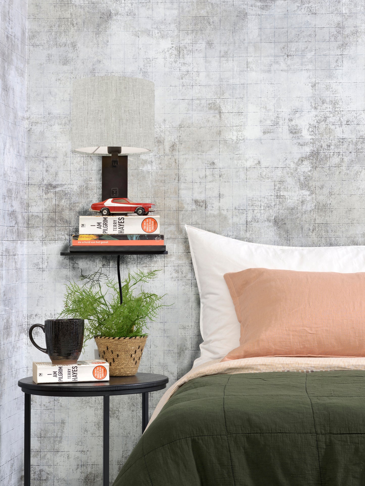 Good&Mojo Andes bamboo wall lamp, black shelf/shade, 18x15cm ecolin.