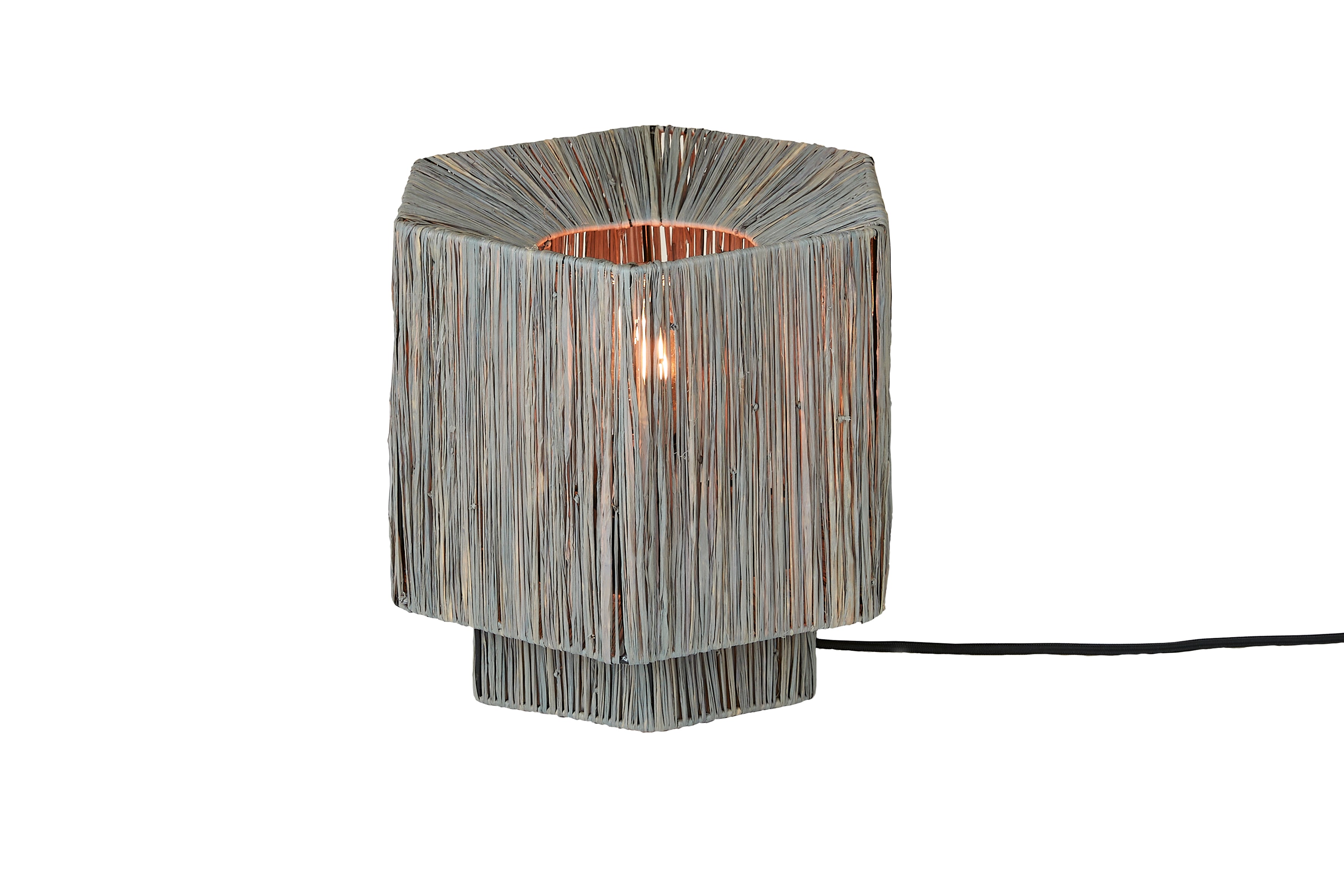 Good&Mojo Tischleuchte Bast Panama rund/achteckig ø28xh.26cm grau, S