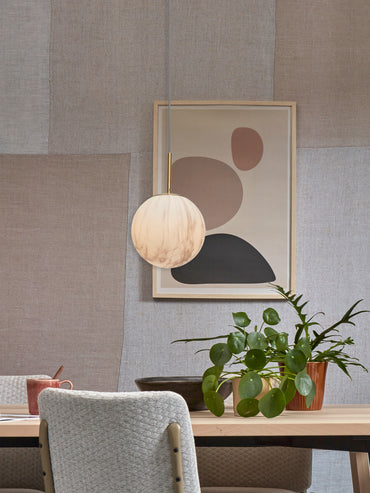 It's About Romi Hängelampe Glas/Eisen Carrara Kugel Durchm. 22x35cm weißer Marmordruck/Gold, M