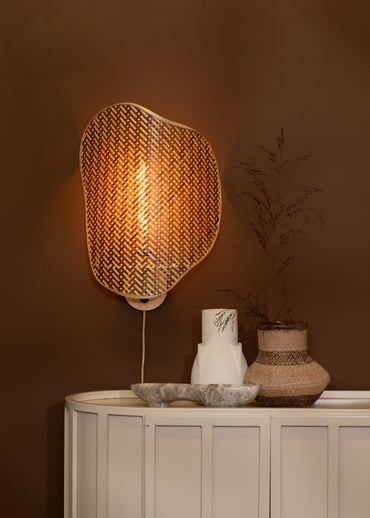 Good&Mojo Wandleuchte Kinabalu Bambus/Schirm 40x10xh.50cm, natur/braun