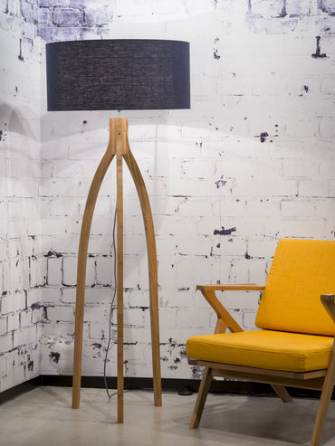 Good&Mojo Vloerlamp bamboe Annapurna 6030, linnen blue denim